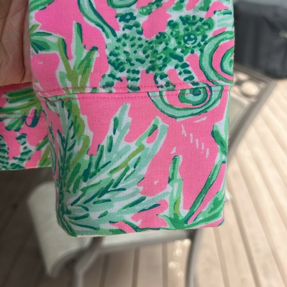 Lilly Pulitzer Pink & Green Seahorse Palm Print Long Sleeve Top - Picture 3 of 4